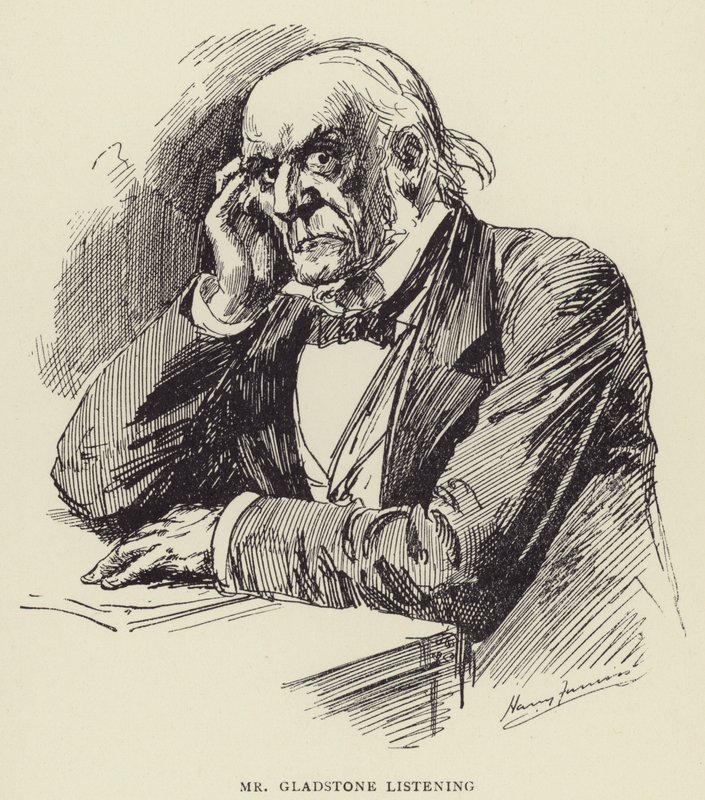 Mr Gladstone listening af Harry Furniss