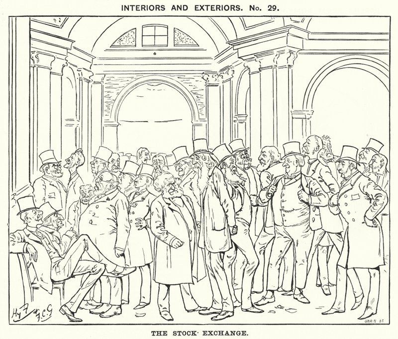 Punch tegneserie: The Stock Exchange (gravering) af Harry Furniss