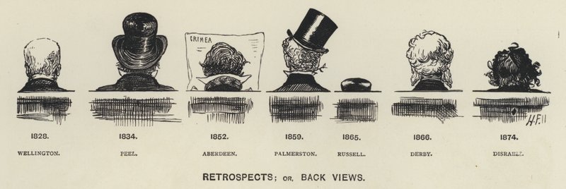 Tilbageblik eller tilbagesyn fra førende politikere i det 19. århundrede (litho) af Harry Furniss