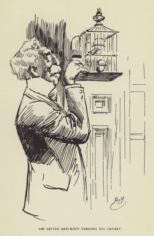 Sir Squire Bancroft fodrer sin kanariefugl af Harry Furniss