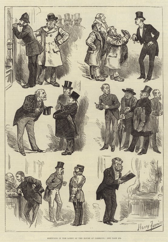 Skitser i Underhusets lobby af Harry Furniss