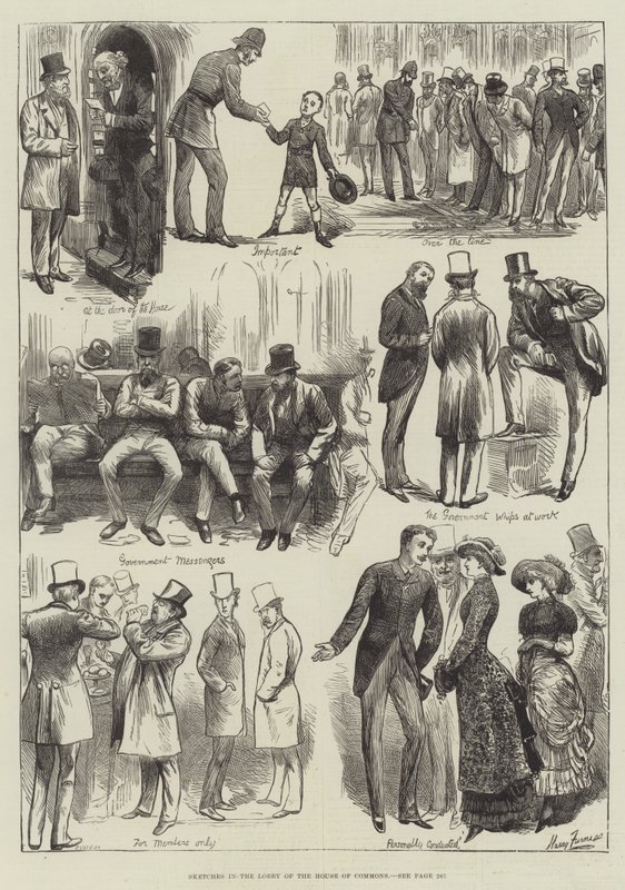 Skitser i Underhusets lobby af Harry Furniss