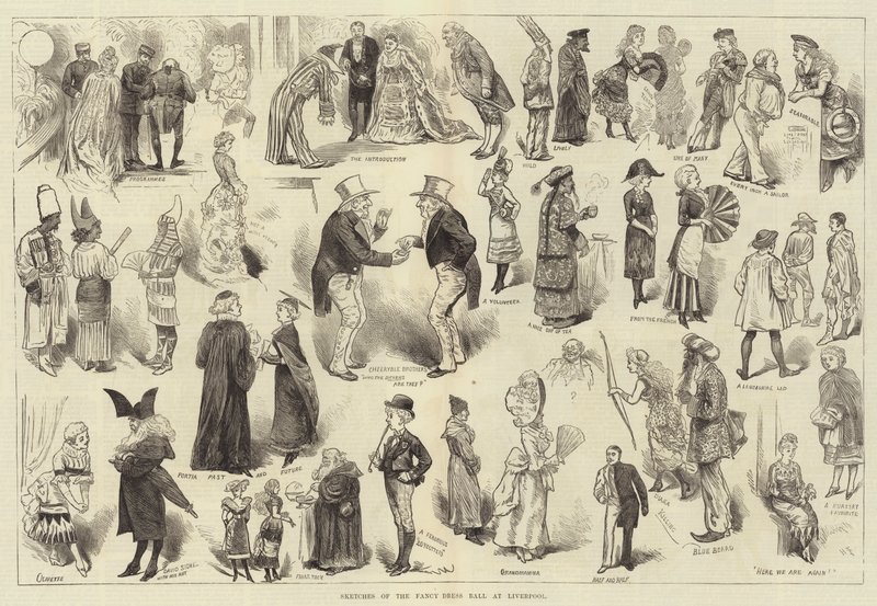 Skitser af Fancy Dress Ball i Liverpool af Harry Furniss