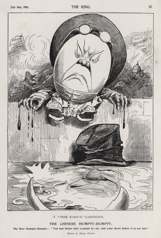 The Chinese Humpty Dumpty, tegneserie om bokseroprøret og boerkrigen (gravering) af Harry Furniss