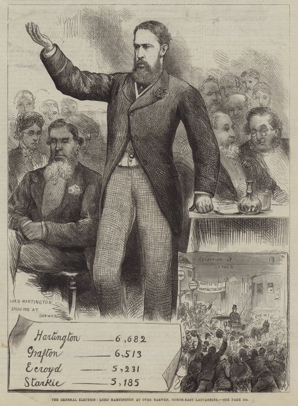 Det almindelige valg, Lord Hartington ved Over Darwen, North-East Lancashire af Harry Furniss