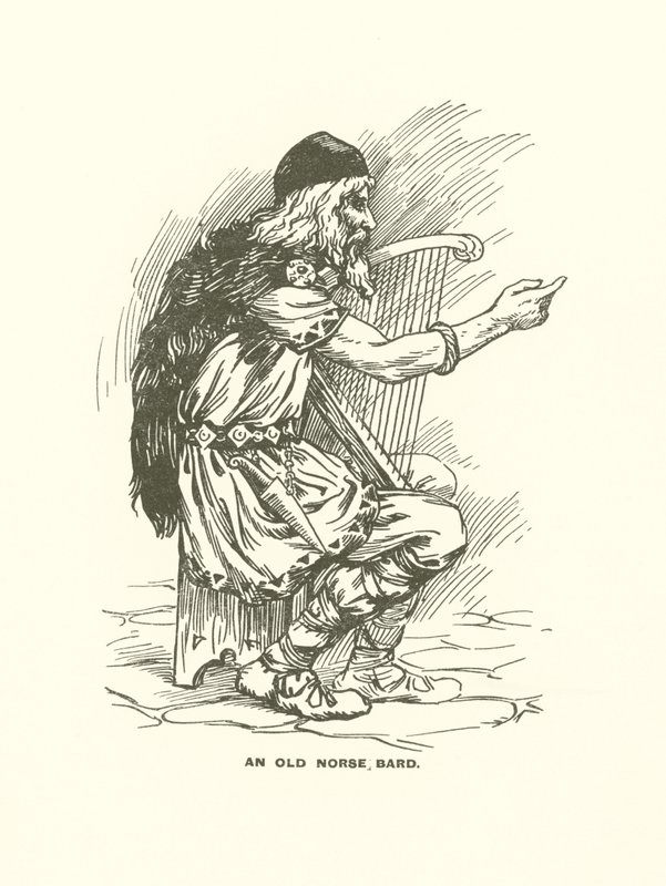 En oldnordisk barde (kobberstik) af Harry George Theaker