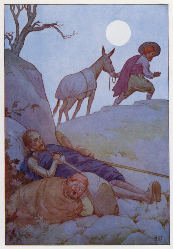 Illustration til Don Quijote (farvelitografi) af Harry George Theaker