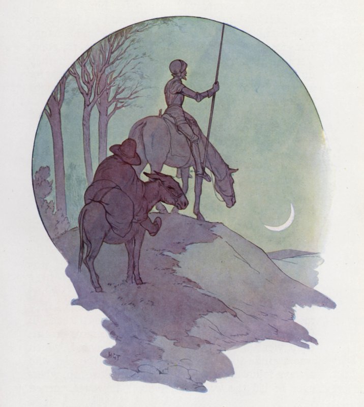 Illustration til Don Quijote (farvelitografi) af Harry George Theaker