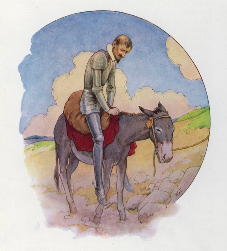 Illustration til Don Quijote (farvelitografi) af Harry George Theaker