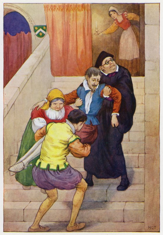 Illustration til Don Quijote (farvelitografi) af Harry George Theaker