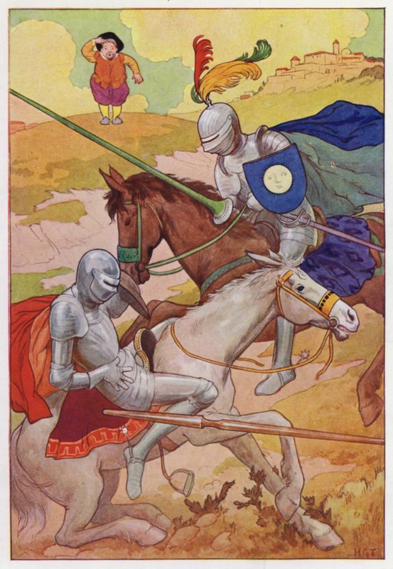 Illustration til Don Quijote (farvelitografi) af Harry George Theaker