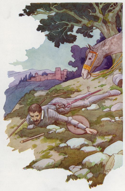 Illustration til Don Quijote (farvelitografi) af Harry George Theaker