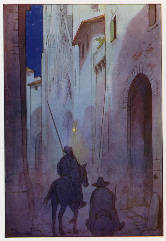 Illustration til Don Quijote (farvelitografi) af Harry George Theaker