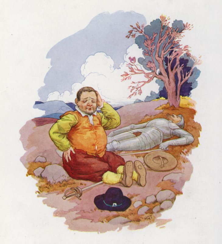 Illustration til Don Quijote (farvelitografi) af Harry George Theaker