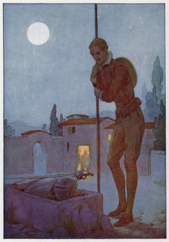 Illustration til Don Quijote (farvelitografi) af Harry George Theaker