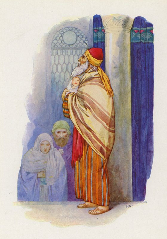 "Herre, lad nu din tjener gå bort i fred" (farvelitografi) af Harry George Theaker