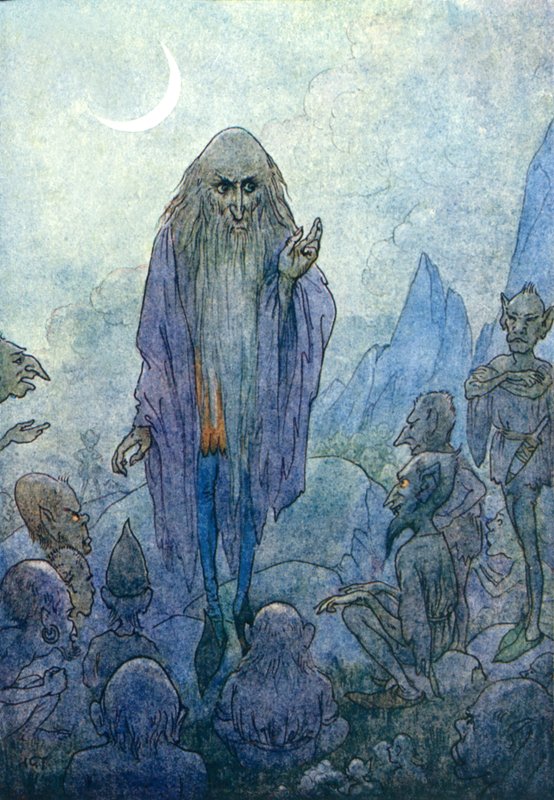 Merlin (farvelitografi) af Harry George Theaker