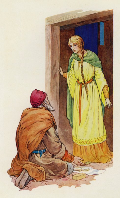 I det øjeblik Marian kendte Roger den Grusommes ansigt (farvelitografi) af Harry George Theaker