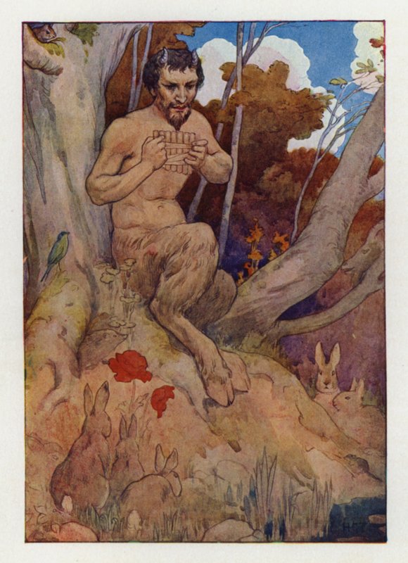 Pan (farvelitografi) af Harry George Theaker