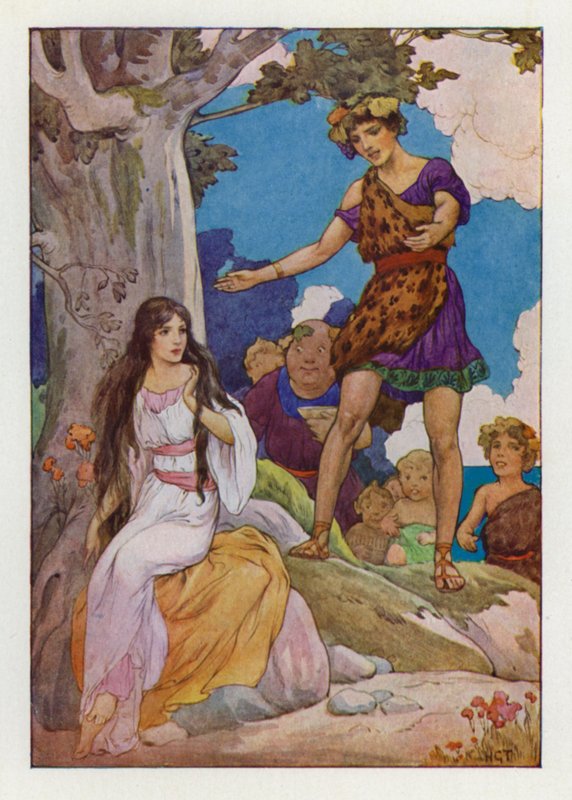 Stakkels, fortabte grædende Ariadne (farvelitografi) af Harry George Theaker