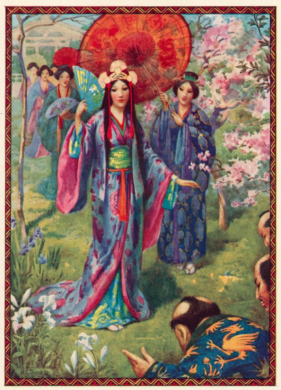 Prinsesse Yakami af Inaba (farvelitografi) af Harry George Theaker