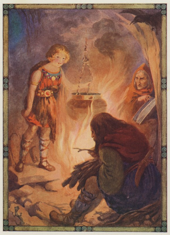 "Hun fandt alt, som det skulle være", Taliesin (farvelitografi) af Harry George Theaker