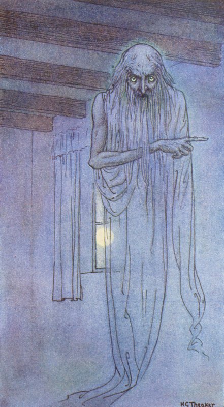 Spøgelset (farvelitografi) af Harry George Theaker
