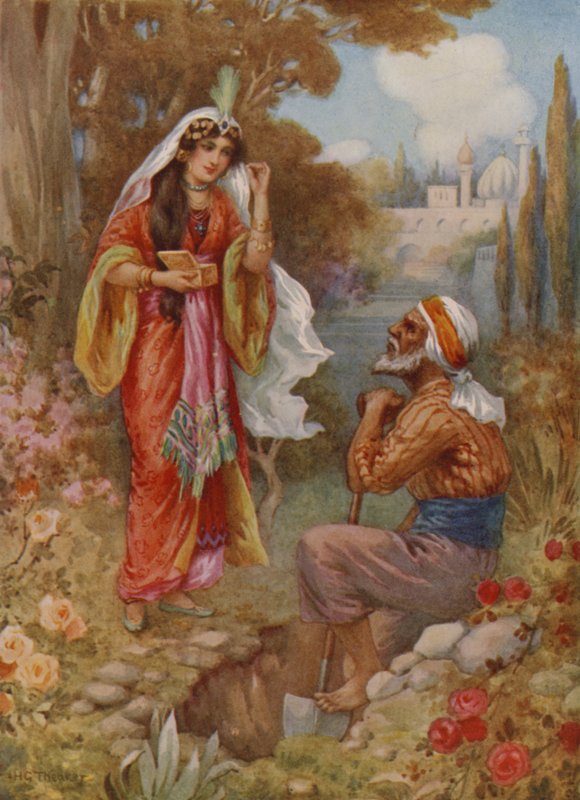 Prinsessen og perlerne (farvelitografi) af Harry George Theaker