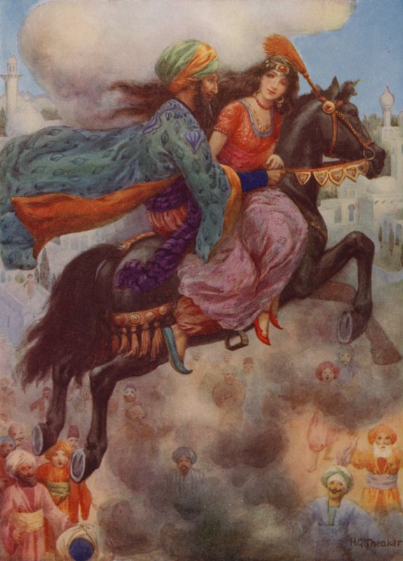 Prinsessen vender tilbage til Persien (farvelitografi) af Harry George Theaker