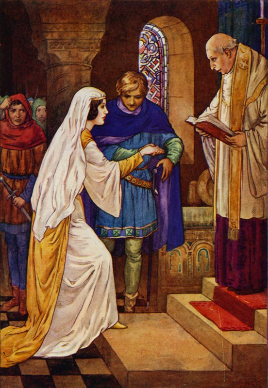 Så viede præsten dem (farvelitografi) af Harry George Theaker