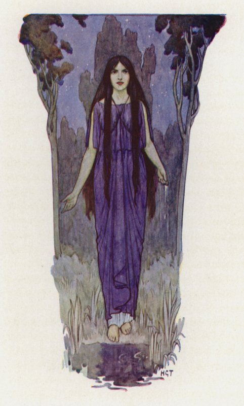 Der i skovens stilhed ville Medea stå (farvelitografi) af Harry George Theaker