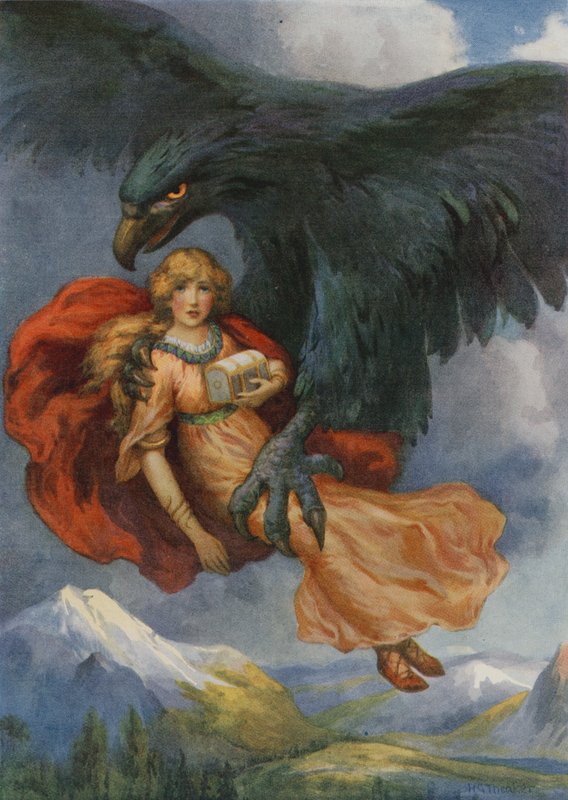Thiassi og Iduna, fra "The Apples of Iduna" (farvelitografi) af Harry George Theaker