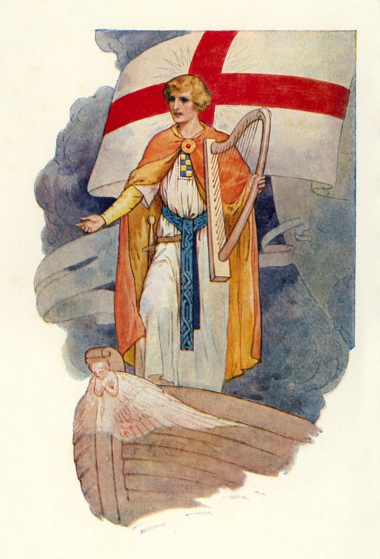 Under et kors stod en mand og stirrede (farvelitografi) af Harry George Theaker