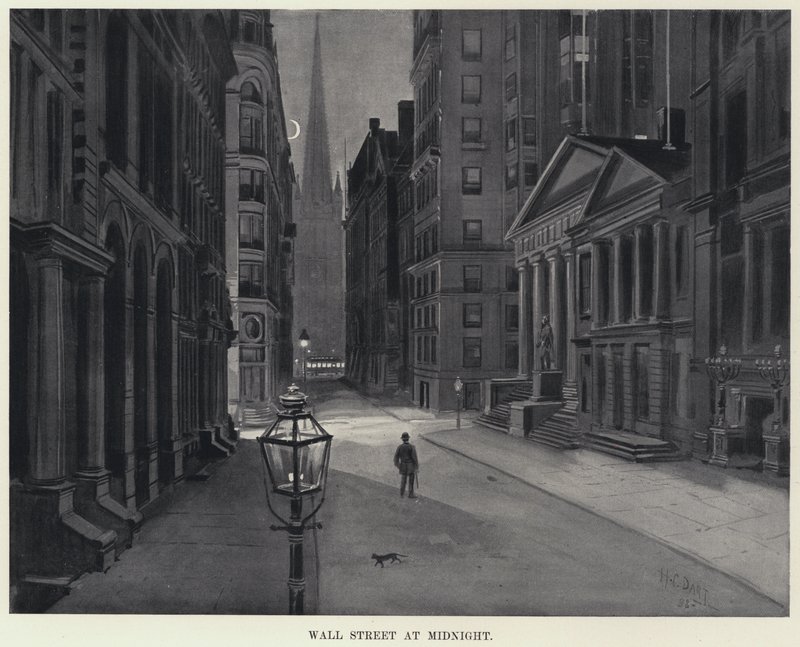 Wall Street ved midnat (litografi) af Harry Grant Dart