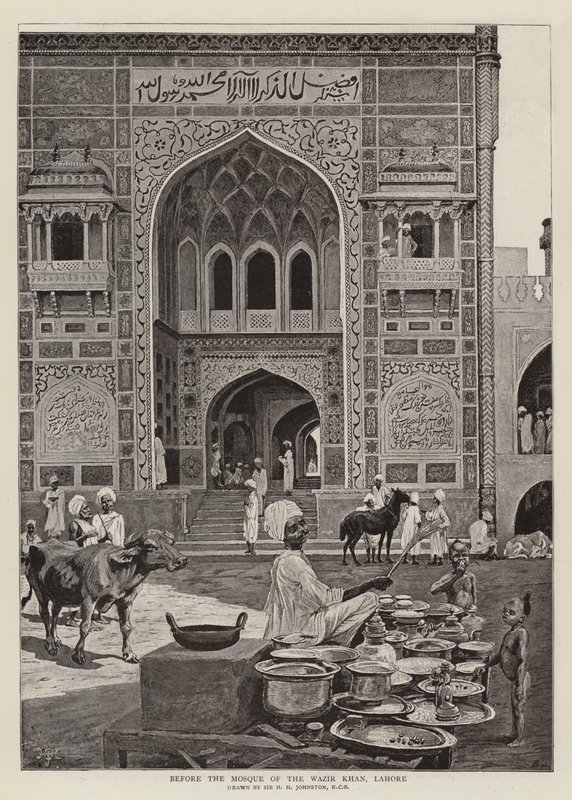 Før moskeen i Wazir Khan, Lahore af Harry Hamilton Johnston