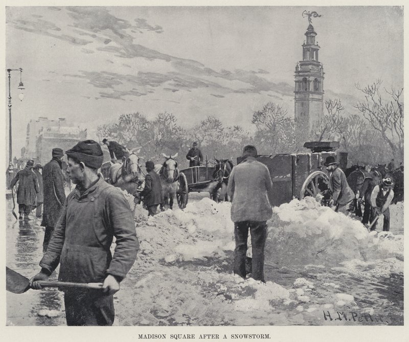 Madison Square efter en snestorm (litho) af Harry M. Pettit
