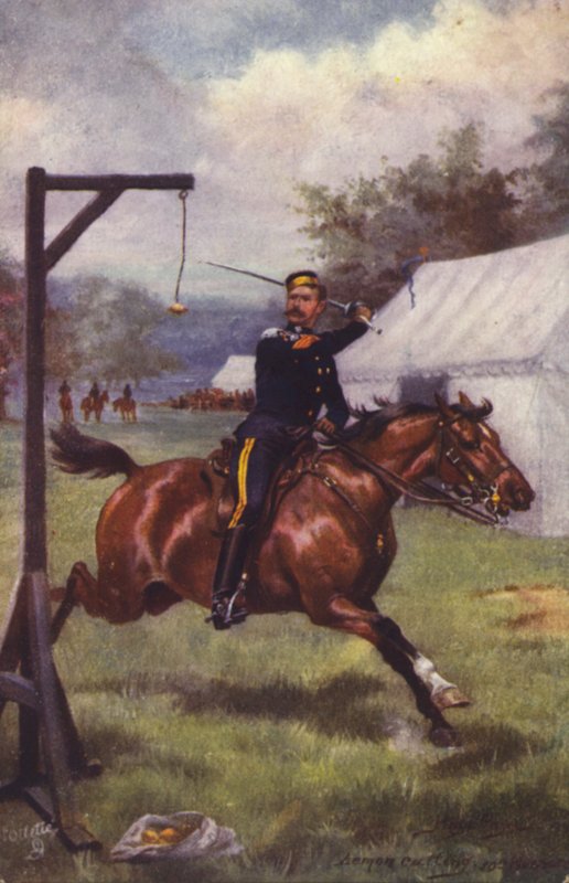 Britisk soldat fra 10th Hussars citronskæring (farvelitografi) af Harry Payne
