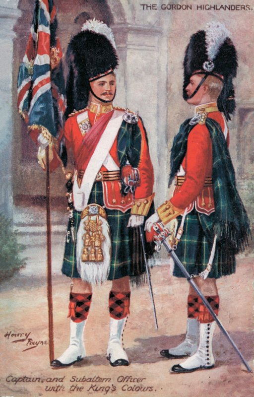 Gordon Highlanders, kaptajn og subaltern officer, med King