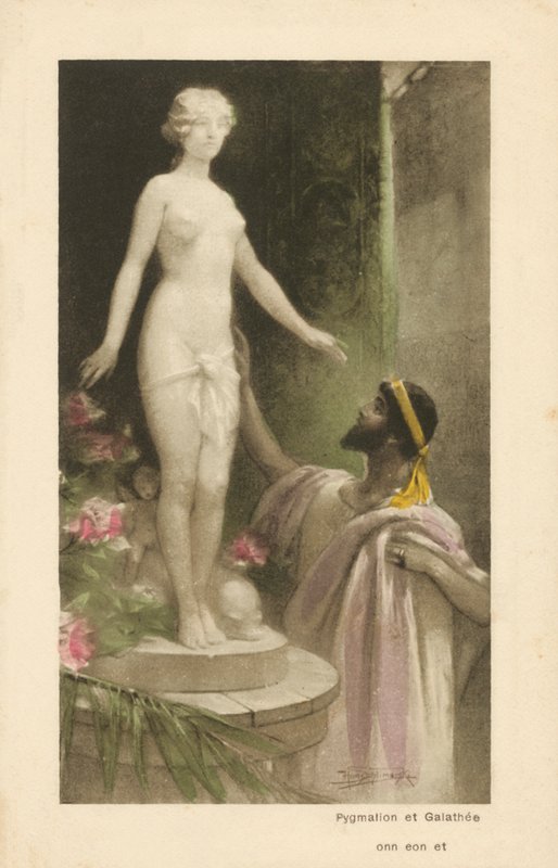 Pygmalion og Galatea (farvelitografi) af Heinrich Hans Schlimarski