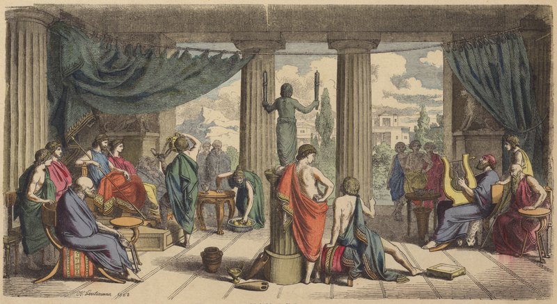 Et kongeligt hof i det antikke Grækenland (farvet gravering) af Heinrich Leutemann