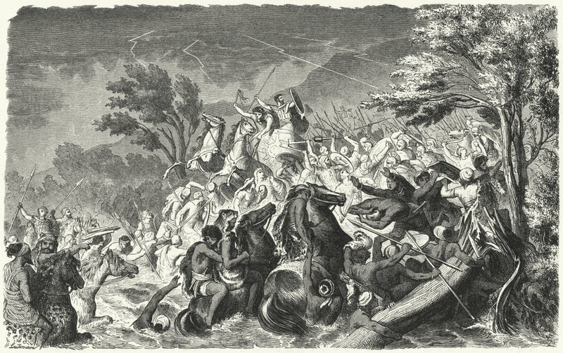 Slaget ved Crimissus, 339 f.Kr. (gravering) af Heinrich Leutemann