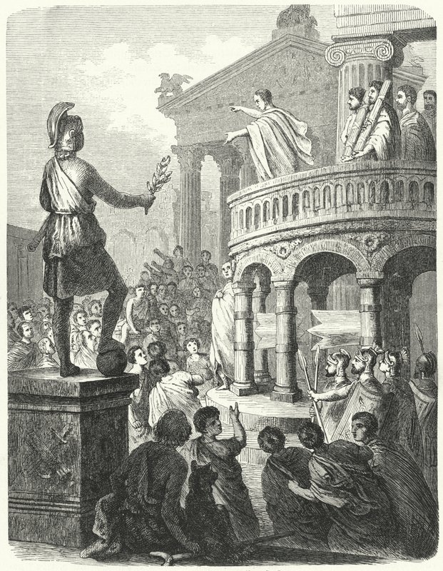 Cicero taler til Roms befolkning fra Rostra af Heinrich Leutemann