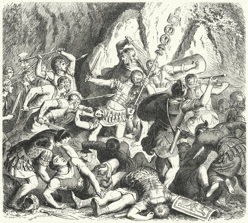 Den romerske slægt Fabias undergang i slaget ved Cremera, 477 f.Kr. (gravering) af Heinrich Leutemann