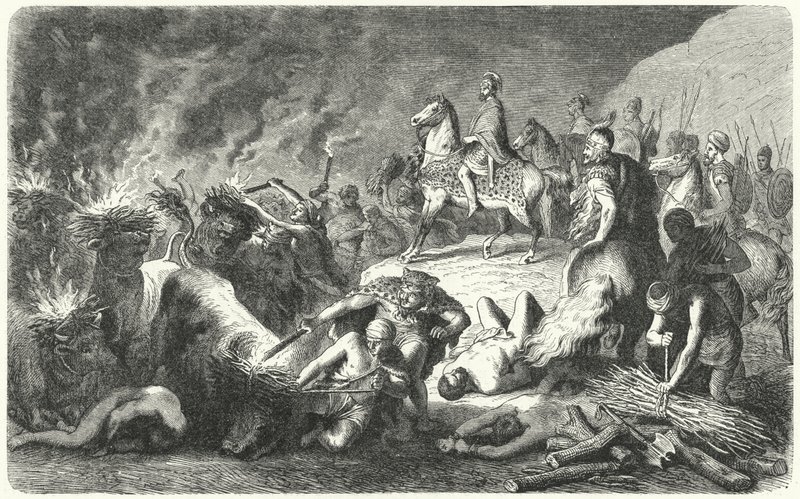 Hannibal ved belejringen af Casilinum, 216-215 f.Kr. (gravering) af Heinrich Leutemann