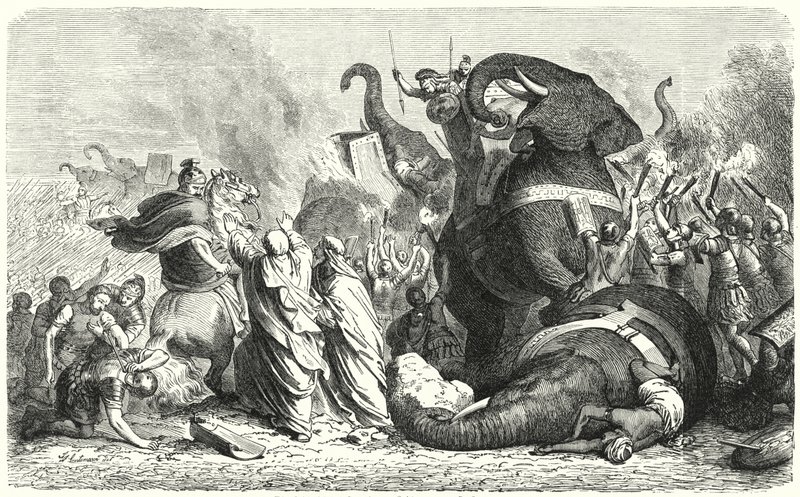 Slaget ved Asculum, 279 f.Kr. (gravering) af Heinrich Leutemann