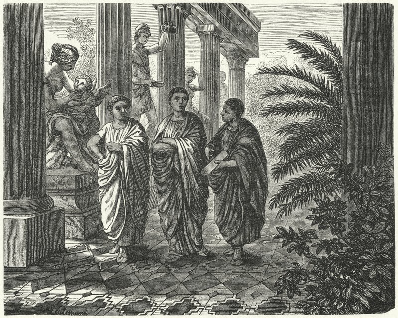 Den romerske kejser Augustus, Gaius Maecenas og Vergil (stik) af Heinrich Leutemann