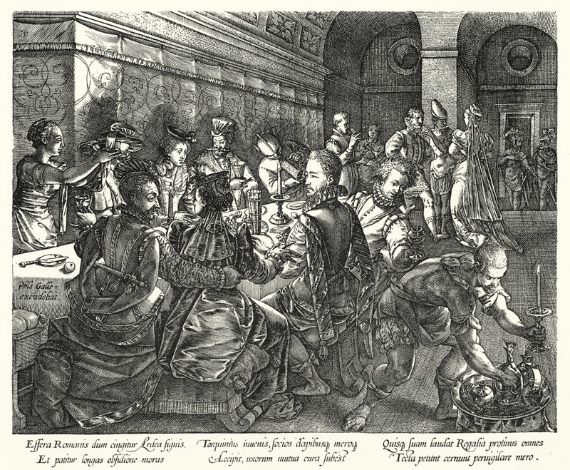 Banketten i Tarquinius-huset (gravering) af Hendrik (after) Goltzius