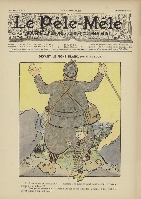 Foran Mont Blanc. Illustration til Le Pele-Mele, 1902 af Henri Avelot