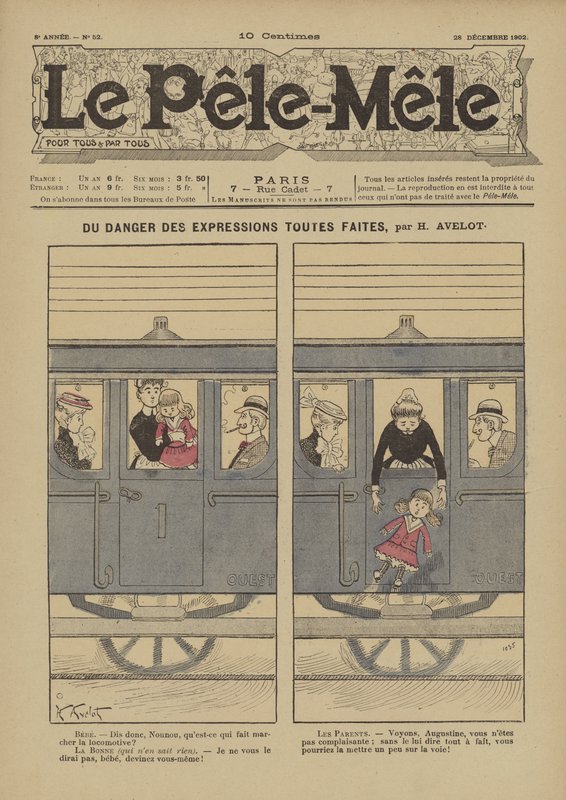Faren ved færdige udtryk. Illustration til Le Pele-Mele, 1902 af Henri Avelot