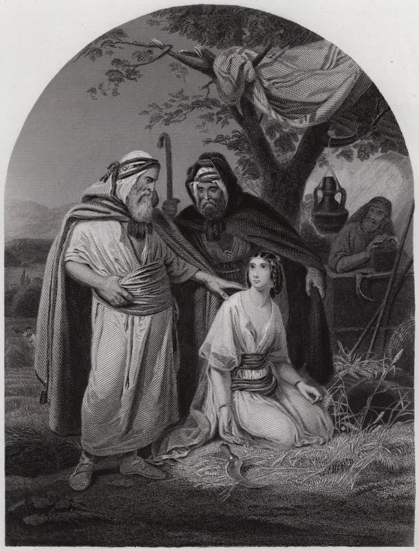 Boaz og Ruth (stik) af Henri Frederic (after) Schopin